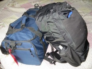 Day pack and small duffel bag: my only luggage for our 2.5 month Ecuador trip (Keith's luggage looked the same).